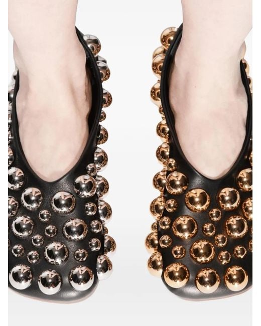A.W.A.K.E. MODE Metallic Dora Sphere-Embellished Ballet Flats