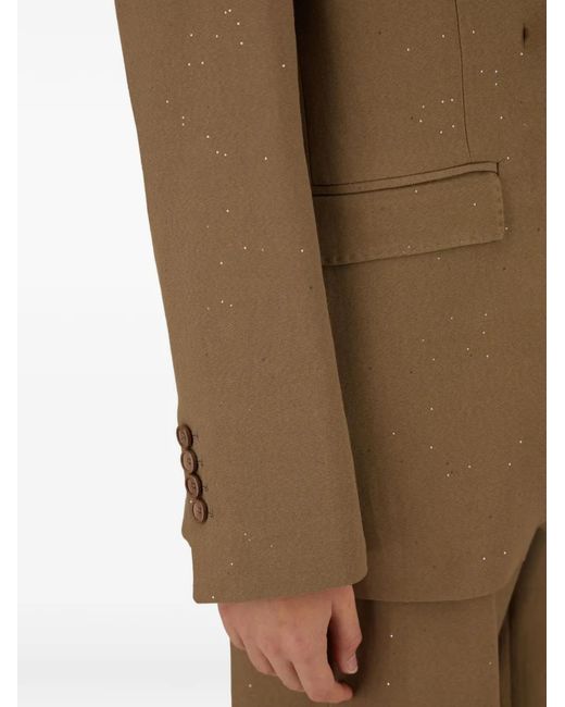 Herno Brown Sequin-Embellished Double-Breasted Blazer