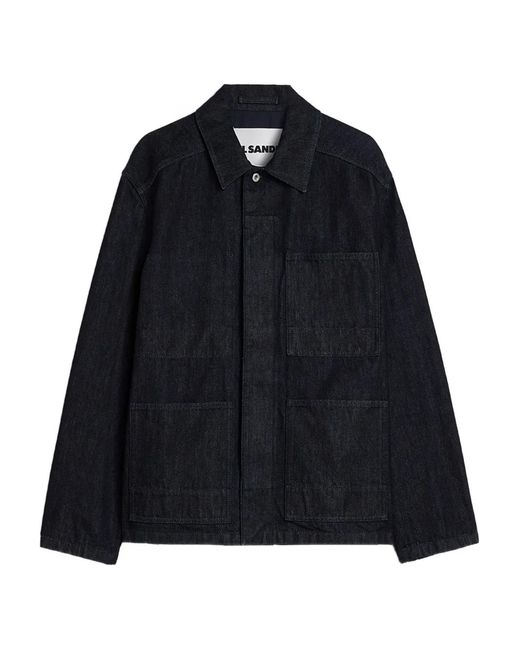 Jil Sander Blue Patch-Pocket Overshirt for men