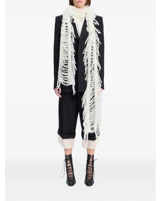 Ann Demeulemeester Natural Brushed-Knit Scarf