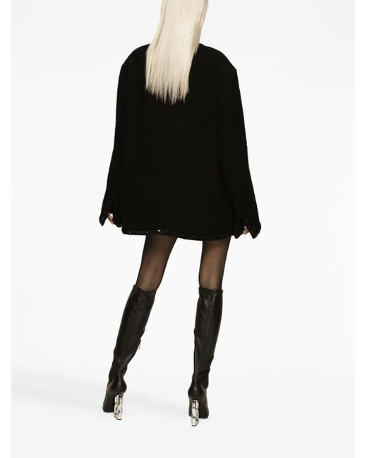 Dolce & Gabbana Black Sequin-Embellished Bouclé Jacket