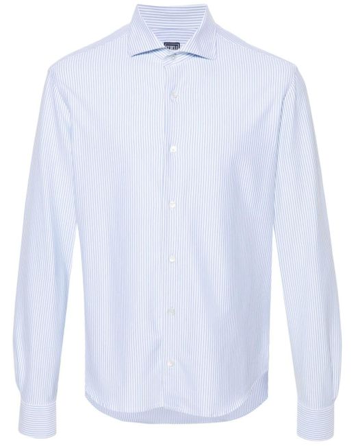 Fedeli White Striped Jersey Shirt for men