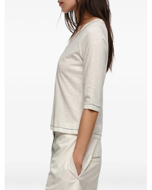 Bimba Y Lola White Three-Quarter-Sleeve Round-Neck Top
