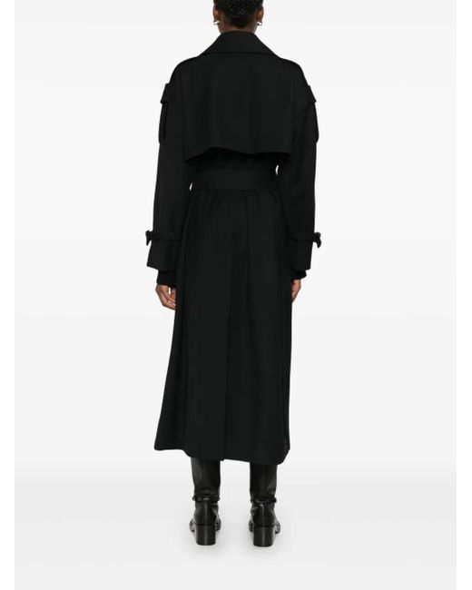 Lardini Black Double-Breasted Belted Trench Coat