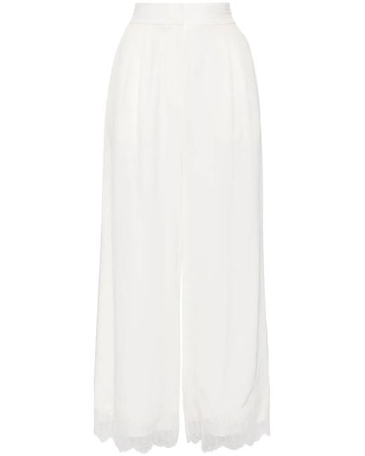 Shiatzy Chen White Lace Embroidery Straight Trousers
