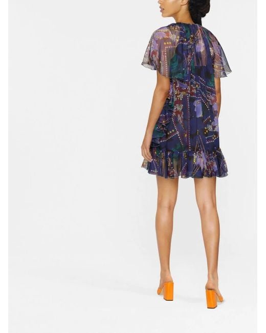DSquared² Blue Ruffle-Detail Mini Dress