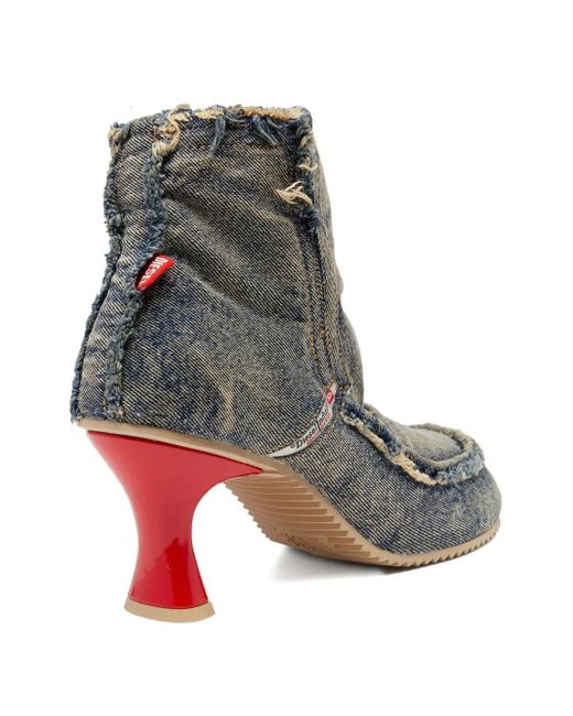 DIESEL Gray D-Woodstock Ankle Boots
