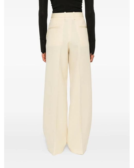 Jil Sander Natural High-Waisted Wool Trousers