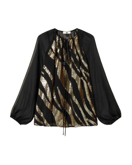 Twinset Black Bluse Mit Pailletten