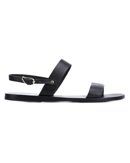 Ancient Greek Sandals Black Clio Leather Sandals