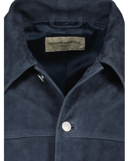 Officine Generale Blue Loki Leather Jacket for men