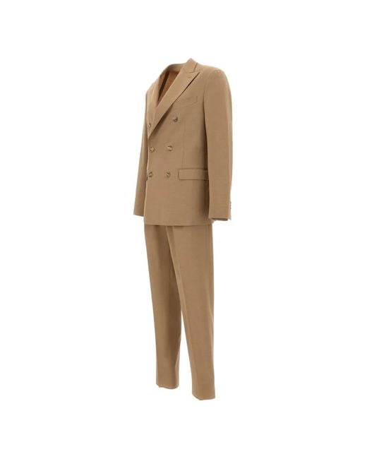 Boglioli Natural Double-Breasted Peaked-Lapel Suit for men
