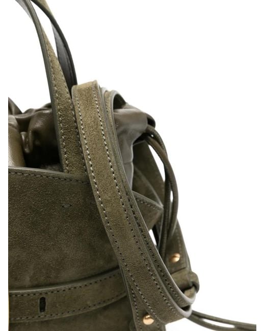 Balmain Green Buckle Suede Tote Bag