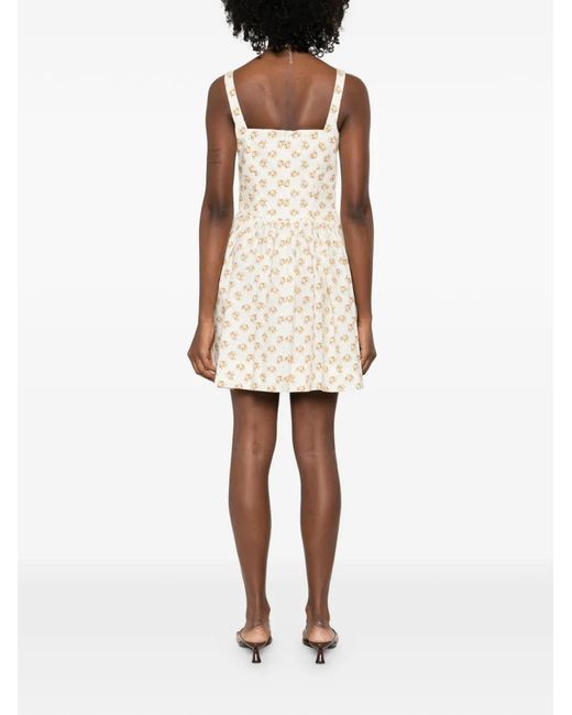 Maje White Short Flared Patterned Dress