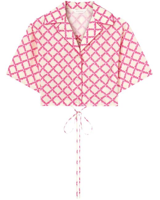 Palm Angels Pink Logo Crisscrossed Shirt