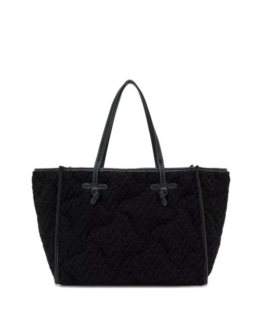 Gianni Chiarini Black Marcella Quilted Knot-Detail Tote Bag