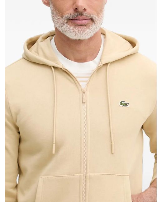 Lacoste Natural Logo-Patch Zip-Up Hoodie for men