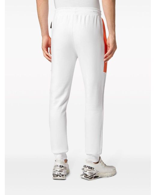 Pantalon de jogging en coton biologique à logo imprimé Philipp Plein pour homme en coloris White