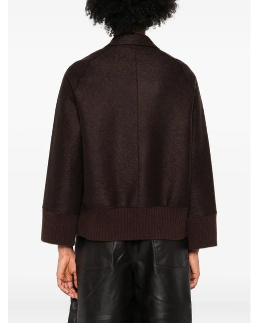 ROSSO35 Black Ribbed-Cuff Wool Jacket