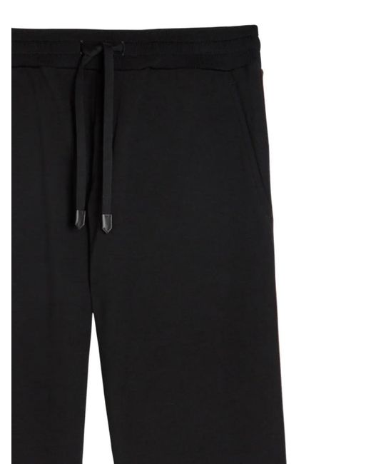 Canali Black Drawstring Wool Trousers for men