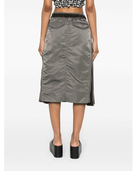 Falda midi con panel plisado Sacai de color Gray