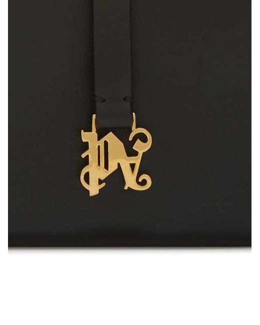 Palm Angels Black Monogram-Appliqué Leather Wallet