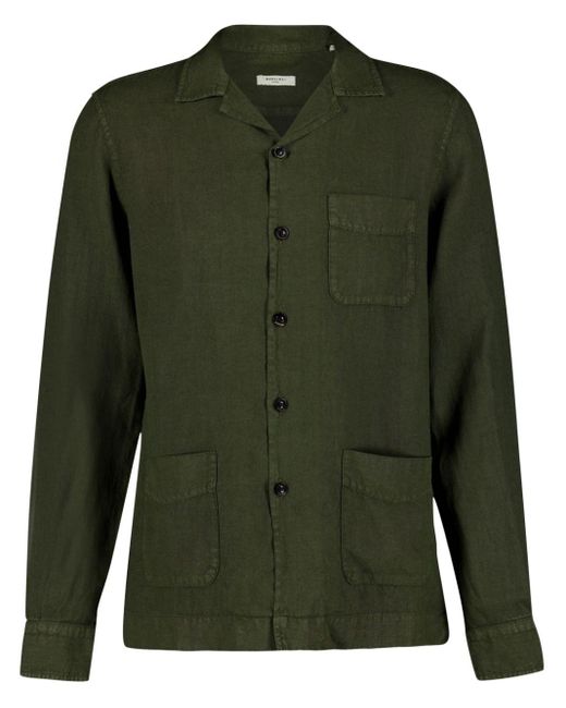 Boglioli Green Long-sleeve Linen Shirt for men
