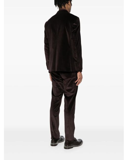 Canali Black Corduroy Single-Breasted Suit for men