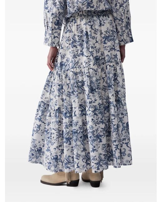 Liu Jo White Long Printed Maxi Skirt