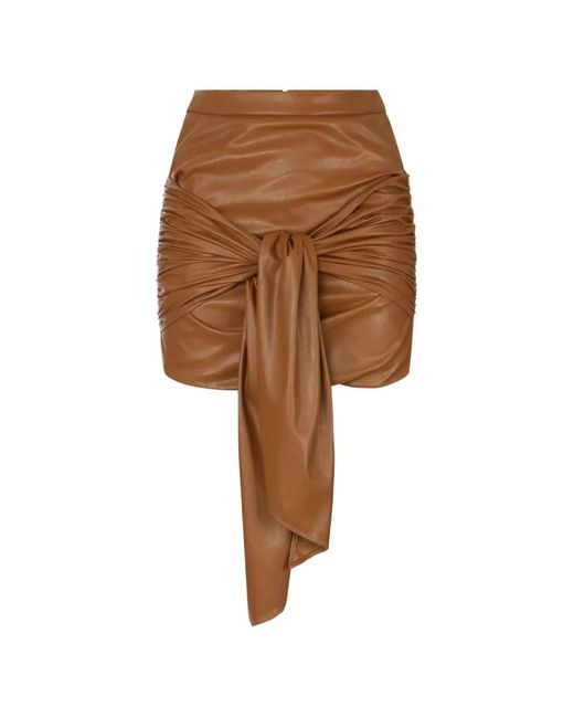Elisabetta Franchi Brown Miniskirt With Sash Belt