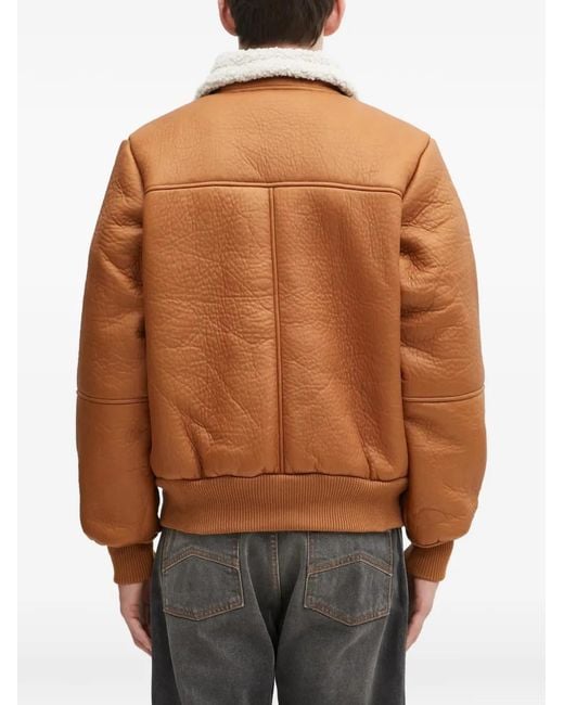 Alpha Industries Brown Full-Zip Shearling-Collar Jacket for men