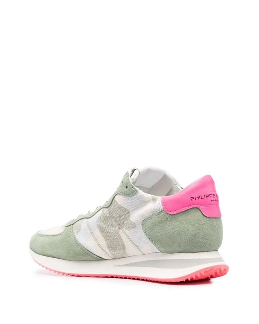 Philippe Model White Camouflage-Pattern Suede Sneakers