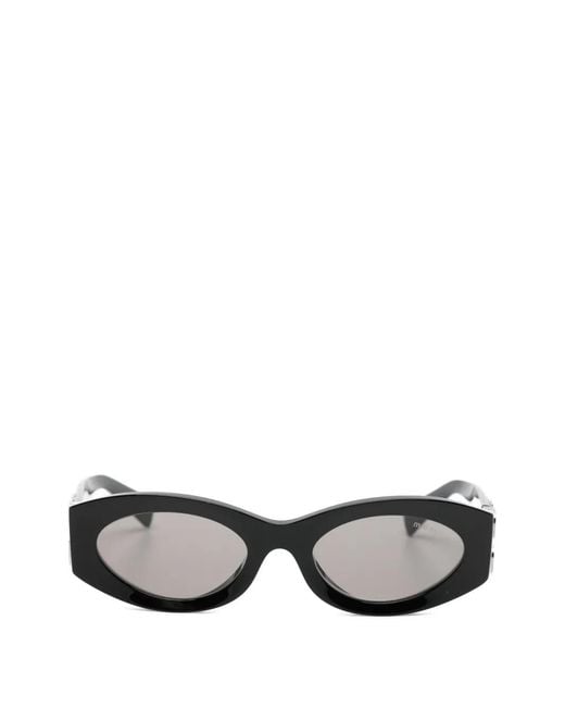 Miu Miu Black Logo-Plaque Sunglasses