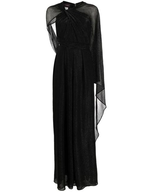 Talbot Runhof Black Cape Wide-Leg Jumpsuit