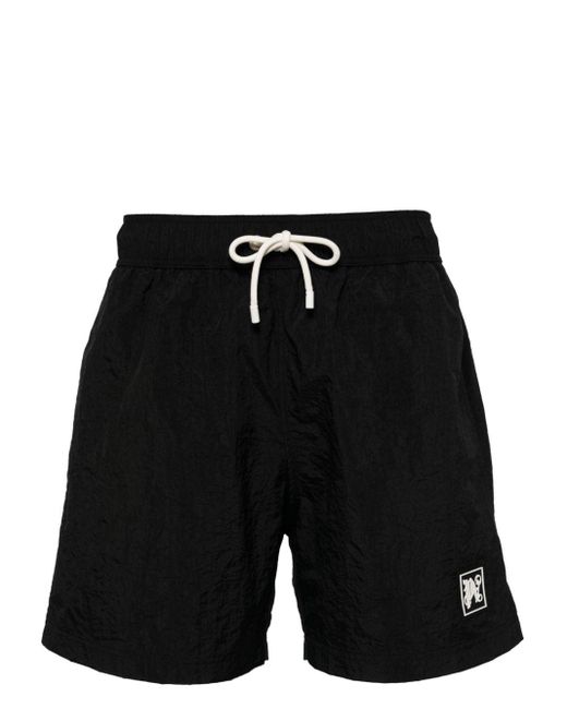 Palm Angels Black Pa Mono-patch Swim Shorts for men