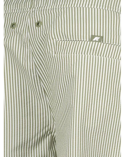 K-Way Green Short De Bain Hazel Rayé for men