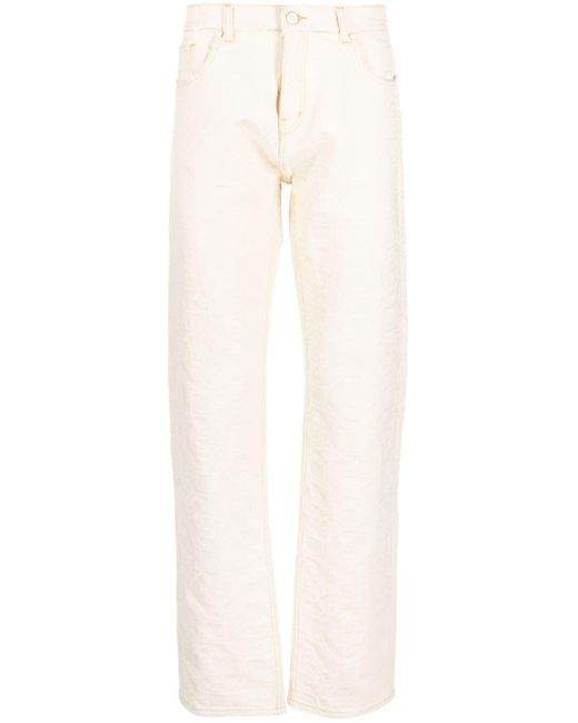 Casablancabrand White Monogram-jacquard Straight-leg Jeans for men