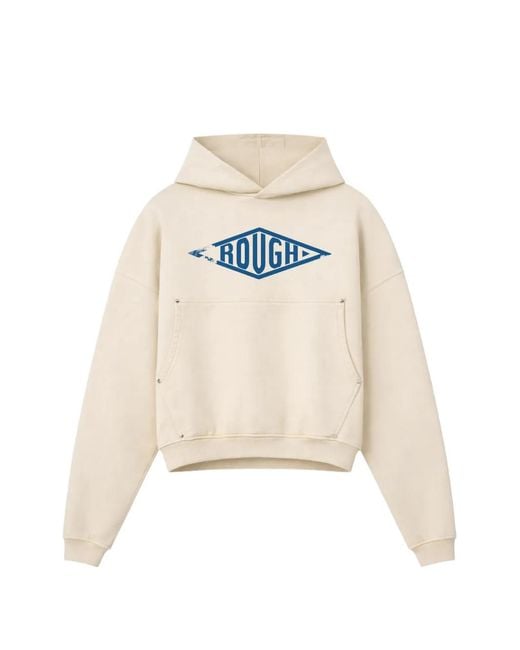 ROUGH White Logo-Print Hoodie