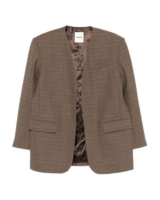 Sandro Brown Checked-Pattern Blazer