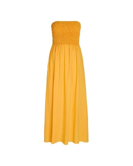 Faithfull The Brand Yellow Orla Midi Dress