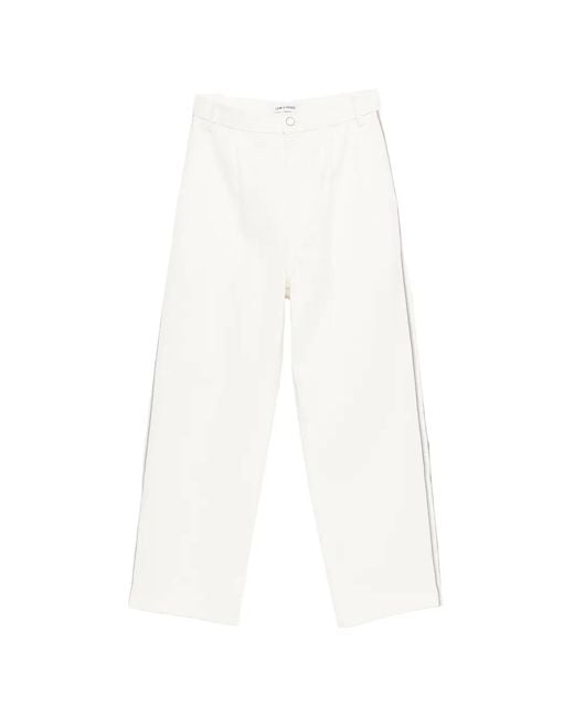 Low Classic White Drawstring Stripe-Detail Trousers
