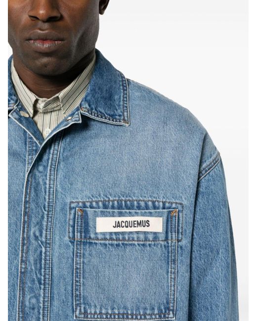 Jacquemus Blue La Chemise Brand-patch Relaxed-fit Shirt for men