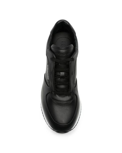 Ferragamo Black Gancini Logo-Plaque Sneakers for men
