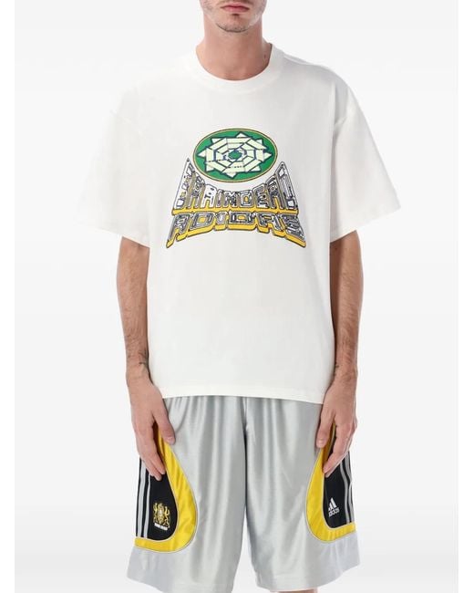 Adidas White Adidas X Brain Dead Graphic Cotton T-Shirt for men