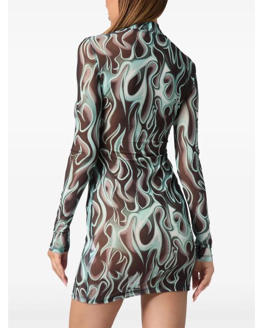 Philipp Plein Green Flame Minidress