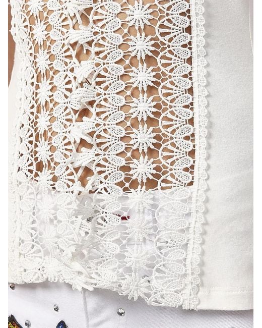 Top con ribetes de ganchillo Philipp Plein de color White