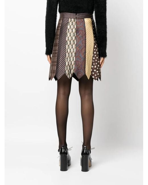 Moschino Black Tie-Patchwork High-Waisted Skirt