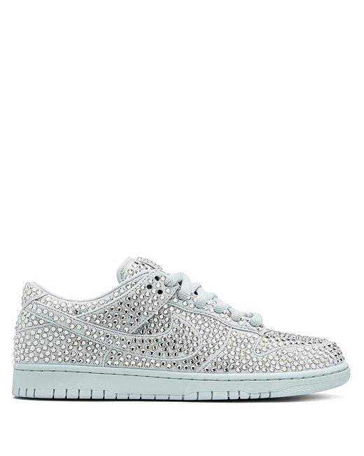 Nike White X Cactus Plant Flea Market Dunk Low "Swarovski Crystals" Sneakers