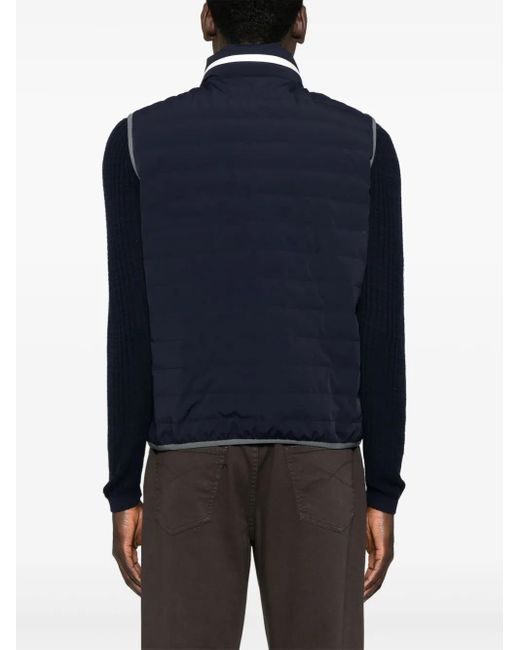 Brunello Cucinelli Blue Nylon Down Vest for men