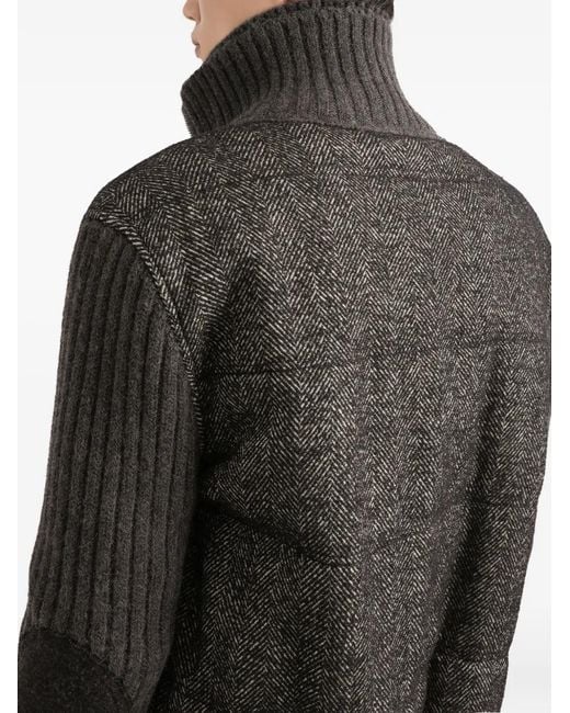 Dolce & Gabbana Black Knitted Houndstooth Jacket for men
